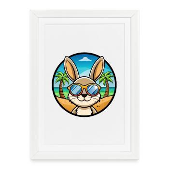 Rabbit Funny Cartoon Summer Beach Sunglasses Cool - Framed poster (27 × 37 cm) - white - Front