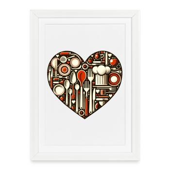 Kitchen Love Heart - Framed poster (27 × 37 cm) - white - Front