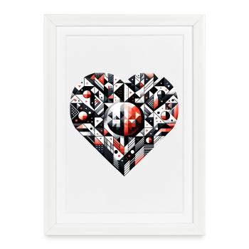 Coeur géométrique : Un grand cœur. - Affiche encadrée (27 × 37 cm) - blanc - Devant
