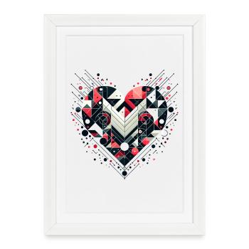 Coeur géométrique - Affiche encadrée (27 × 37 cm) - blanc - Devant