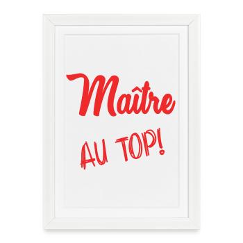 MAÎTRE. MAITRE. MERCI. MERCI MAÎTRE - Affiche encadrée (27 × 37 cm) - blanc - Devant