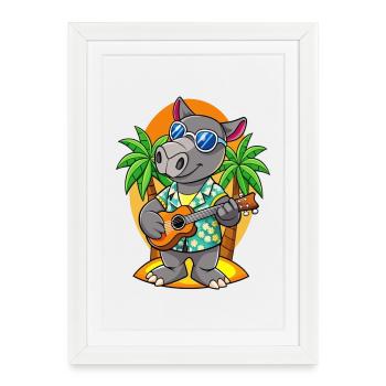 Funny Tapir Summer Beach Sunglasses Hawaiian - Framed poster (27 × 37 cm) - white - Front