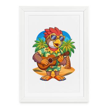 Lunettes de soleil Funny Hawk Summer Beach Hawaïen - Affiche encadrée (27 × 37 cm) - blanc - Devant