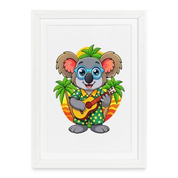 Funny Koala Summer Beach Sunglasses Hawaiian - Framed poster (27 × 37 cm) - white - Front