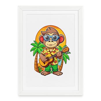 Funny Monkey Cartoon Summer Beach Sunglasses - Framed poster (27 × 37 cm) - white - Front