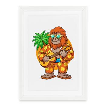 Drôle Bigfoot Cartoon Lunettes de soleil de plage d’été - Affiche encadrée (27 × 37 cm) - blanc - Devant