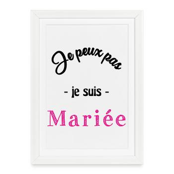 MARIEE. COEUR. COUPLE. JUST MARRIED. EVJF - Affiche encadrée (27 × 37 cm) - blanc - Devant