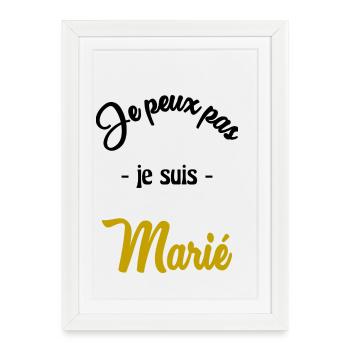 JUST MARRIED. EVJF - Affiche encadrée (27 × 37 cm) - blanc - Devant