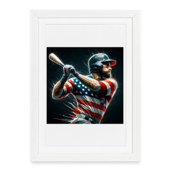 American Baseball Stylish Fan Design - Framed poster (27 × 37 cm) - white - Front