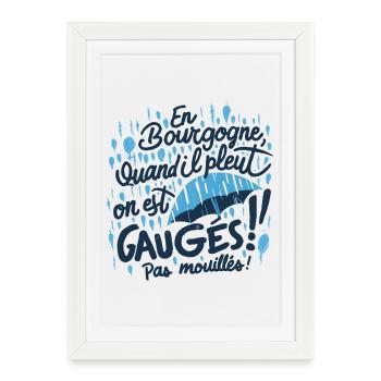 Bourgogne sous la pluie: pas mouillés - Affiche encadrée (27 × 37 cm) - blanc - Devant