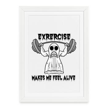 Halloween Bodybuilder Gym Fitness Mind Workout - Affiche encadrée (27 × 37 cm) - blanc - Devant