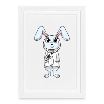 Lapin médecin médecin infirmière vétérinaire - Affiche encadrée (27 × 37 cm) - blanc - Devant