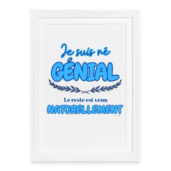 Naissance de Génie pour Hommes - Affiche encadrée (27 × 37 cm) - blanc - Devant