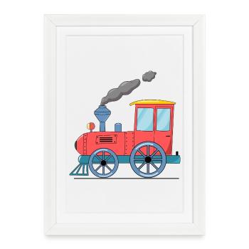 Children's train railway pink - Framed poster (27 × 37 cm) - white - Front