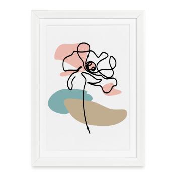 Poppies abstraits coquelicots au trait d’art éclaboussures de couleur - Affiche encadrée (27 × 37 cm) - blanc - Devant