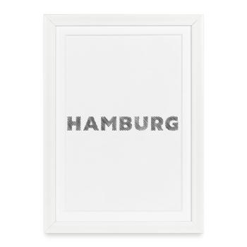 Hambourg Lettrage de la ville allemande Hatching - Affiche encadrée (27 × 37 cm) - blanc - Devant