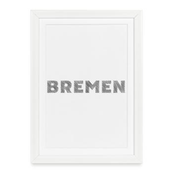 Brême Allemagne Hanséatique Ville Hatching lettrage - Affiche encadrée (27 × 37 cm) - blanc - Devant