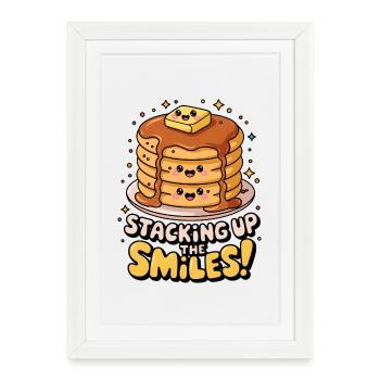 Staking Up The Smiles ! - Affiche encadrée (27 × 37 cm) - blanc - Devant