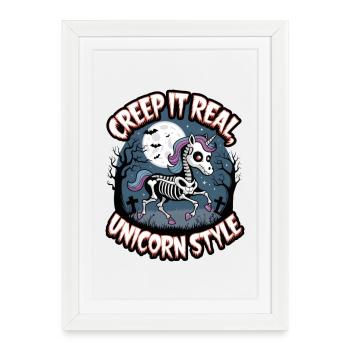 Creep It À la manière d’une vraie licorne - Affiche encadrée (27 × 37 cm) - blanc - Devant