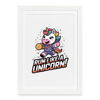 Run Like A Unicorn! - Framed poster (27 × 37 cm) - white - Front
