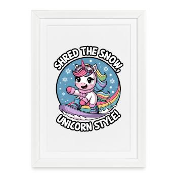 Déchiquetez la neige, à la manière d’une licorne ! - Affiche encadrée (27 × 37 cm) - blanc - Devant