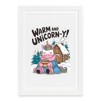 Chaleureux et licorne ! - Affiche encadrée (27 × 37 cm) - blanc - Devant