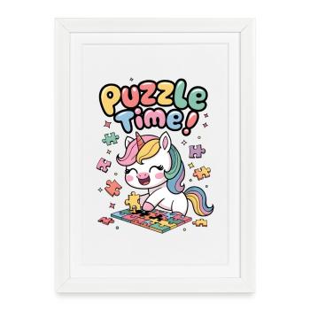 C’est l’heure des puzzles ! - Affiche encadrée (27 × 37 cm) - blanc - Devant