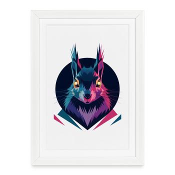 Écureuil low-poly - Affiche encadrée (27 × 37 cm) - blanc - Devant