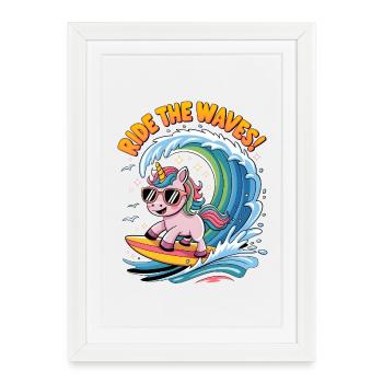 Ride The Waves! - Framed poster (27 × 37 cm) - white - Front
