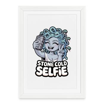 Selfie froid comme la pierre - Affiche encadrée (27 × 37 cm) - blanc - Devant