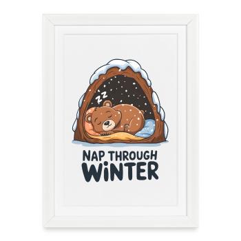 Sieste pendant l’hiver - Affiche encadrée (27 × 37 cm) - blanc - Devant