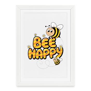 Bee Happy - Framed poster (27 × 37 cm) - white - Front