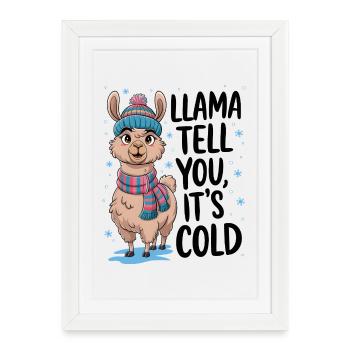 Lama vous dit qu’il fait froid - Affiche encadrée (27 × 37 cm) - blanc - Devant
