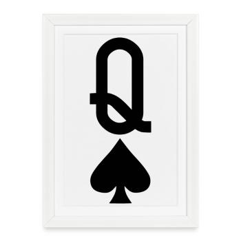 Poker Playing Card - Spades Lady - Framed poster (27 × 37 cm) - white - Front