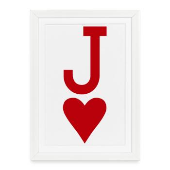 Poker Playing Card - Heart Jack - Framed poster (27 × 37 cm) - white - Front