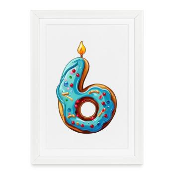 GÂTEAU NUMÉRO 6 SWEET 6E ANNIVERSAIRE - Affiche encadrée (27 × 37 cm) - blanc - Devant