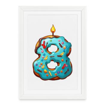 GÂTEAU NUMÉRO 8 SWEET 8E ANNIVERSAIRE - Affiche encadrée (27 × 37 cm) - blanc - Devant