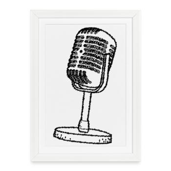 Microphone - Retro - drawn - Framed poster (27 × 37 cm) - white - Front