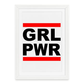 Girl Power « GRL PWR » - Montrez votre force ! - Affiche encadrée (27 × 37 cm) - blanc - Devant