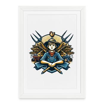 Logo du garçon du village - Affiche encadrée (27 × 37 cm) - blanc - Devant