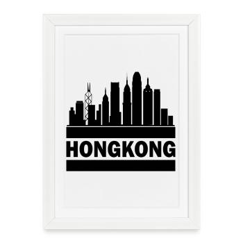 Hong Kong Skyline Souvenir Asie Bouddha Cadeau Om - Affiche encadrée (27 × 37 cm) - blanc - Devant