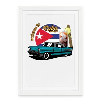 Cuba Cigar Car Rum Libre Havana Souvenir retro - Framed poster (27 × 37 cm) - white - Front