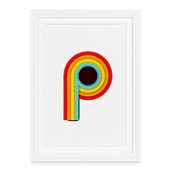 Retro Design Stripes P - Framed poster (27 × 37 cm) - white - Front