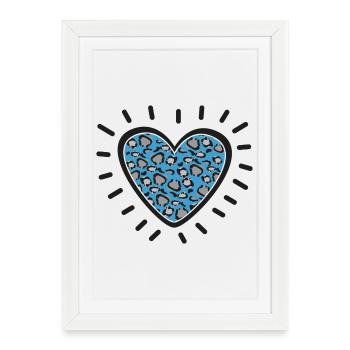 Leopard Heart Burst - Framed poster (27 × 37 cm) - white - Front