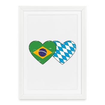 Brésil Bavière Drapeau Coeur utilisé - Affiche encadrée (27 × 37 cm) - blanc - Devant