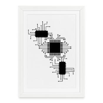 électricien électricien électronique électrique profession tension CPU - Affiche encadrée (27 × 37 cm) - blanc - Devant
