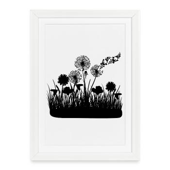 Butterfly Design Pust flowers meadow hearts - Framed poster (27 × 37 cm) - white - Front