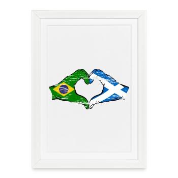 Brésil Ecosse drapeau mains forme de coeur utilisé - Affiche encadrée (27 × 37 cm) - blanc - Devant