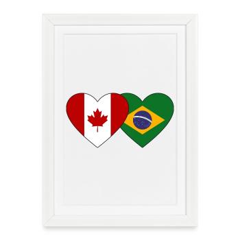 Drapeau du cœur du Canada et du Brésil - Affiche encadrée (27 × 37 cm) - blanc - Devant