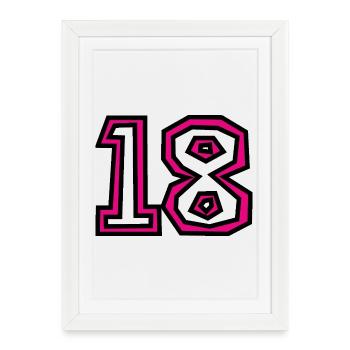 18. 18 YEARS OLD. 18th ANNIVERSARY. BIRTHDAY 18 YEARS. - Framed poster (27 × 37 cm) - white - Front